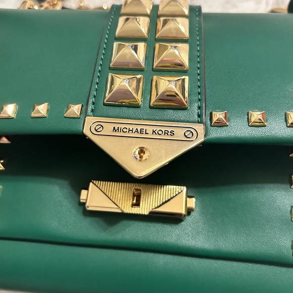 Michael Kors Green Studded Women's Bag - Picture 7 of 12
